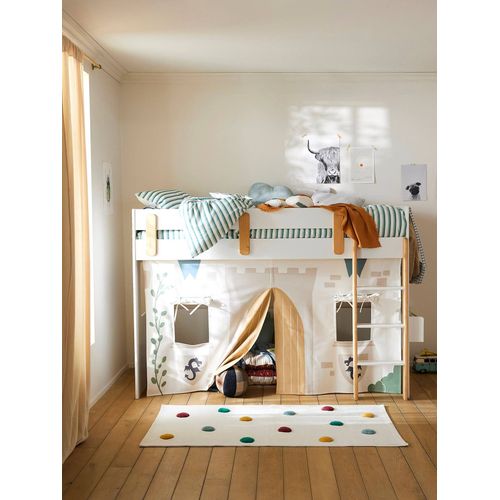 Lit Mezzanine Mi-Hauteur Enfant Everest Blanc/Bois