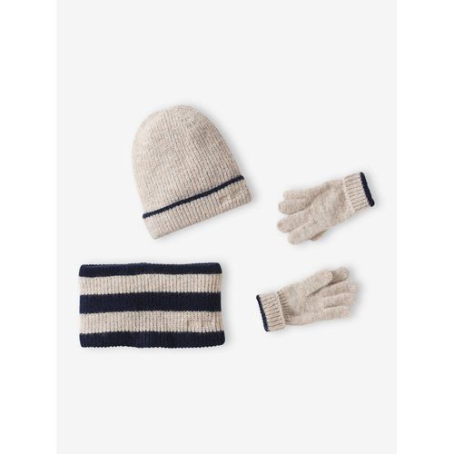 Ensemble Bonnet + Snood + Gants Cool Kids Garçon Bleu Grisé