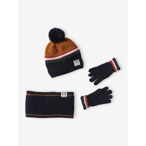Ensemble Bonnet Snood Gants/Moufles 2/3 Ans Bleu Moyen