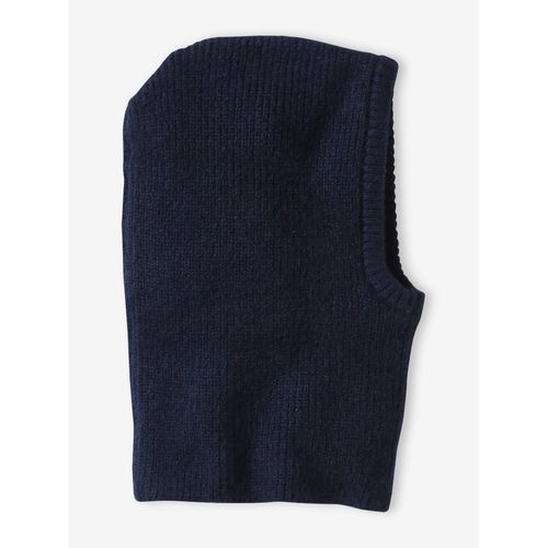Cagoule Garçon En Maille Côtelée Bleu Nuit