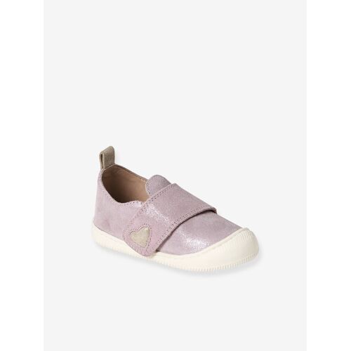 Chaussons Scratchés Bébé En Cuir Souple Rose