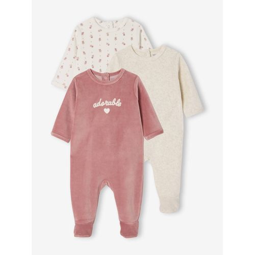 Lot De 3 Dors-Bien En Velours Bébé Rose
