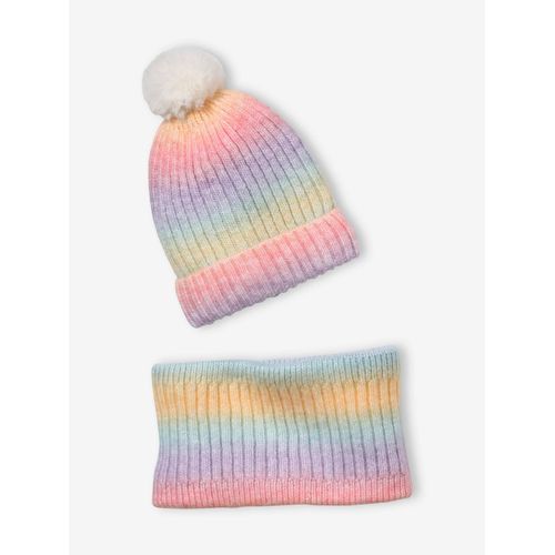 Ensemble Bonnet Et Snood Arc-En-Ciel Fille Bleu Clair Bicolor/Multicolor