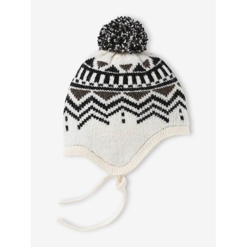 Bonnet En Maille Jacquard Garçon Beige