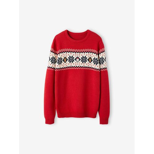 Pull Jacquard De Noël Adulte Collection Capsule Famille Rouge