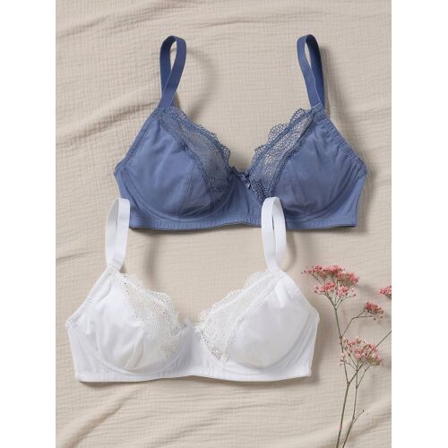 Lot De 2 Soutiens-Gorge Grossesse Coton Biologique Et Dentelle Blanc