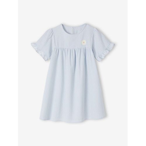 Chemise De Nuit En Popeline Légère Rayée Rayé Bleu