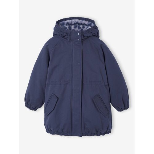 Parka À Capuche Fille Doublée Imitation Fourrure Marine