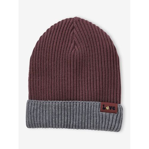 Bonnet Bicolore Fille En Maille Côtelée Rose