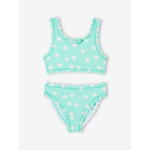 Maillot De Bain 2 Pièces À Pois Fille Vert D'eau