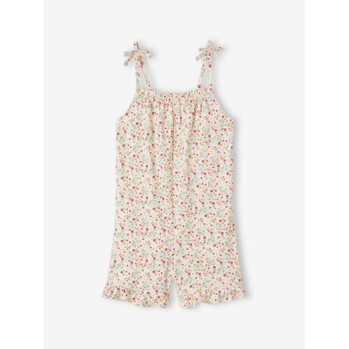 Combishort À Volants Fille Blanc Imprimé