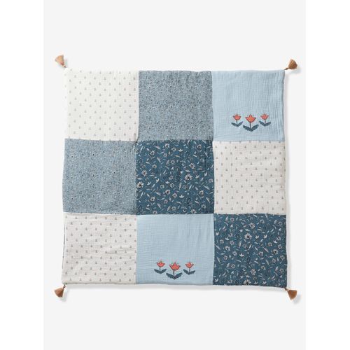 Tapis De Sol / Fond De Parc Patchwork India Bleu Imprimé