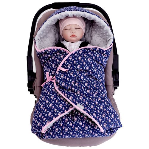 Chancelière Couverture Enveloppante Réversible Flore Bleu, Floral