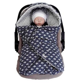 Chancelière Couverture Enveloppante Nid D'ange Bébé Réversible En Coton Minky Eli Bleu Marine