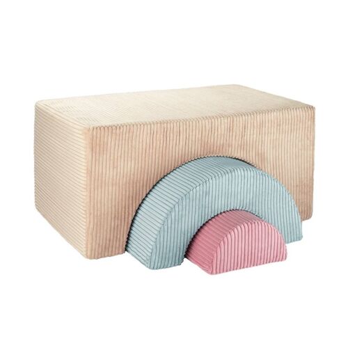 Pouf Enfant Ludique Velours Côtelé Rainbow Brown Sugar