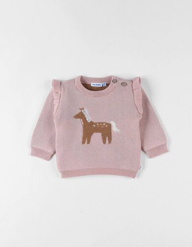 Pull En Tricot Cheval Rose