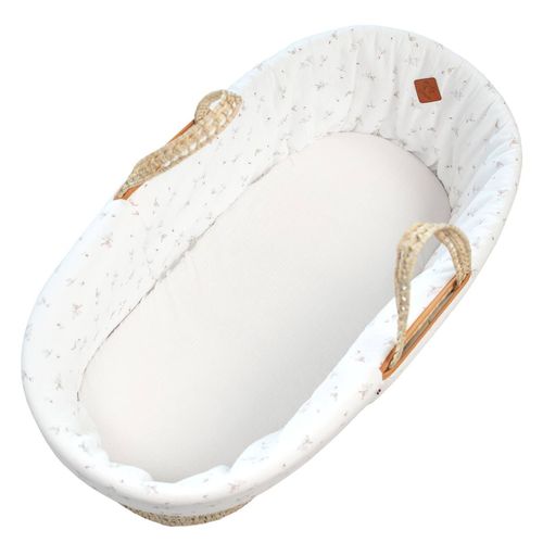 Habillage De Couffin En Gaze De Coton Melody Melody, Blanc Imprimé Minimali
