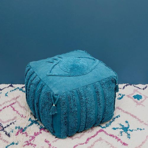 Pouf Bohème Carré Siva Saphir Bleu