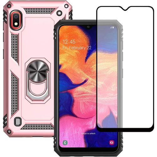 Coque Pour Samsung Galaxy A10 Et Verre Tremp¿¿ D'¿¿Cran Protecteur, Silicone Antichoc D¿¿Fense Bumper Armure Housse Etui Pour Samsung Galaxy A10 (Or Rose)