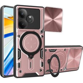 Coque Renforcée Type Militaire Pour Realme Gt 6 / Gt 6t ¿ Bumper Tpu Et Dos Rigide, Protection Caméra, Support Bague 360° Rotatif, Anti-Chute Or Rose