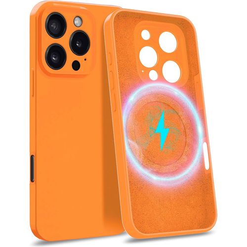 Sjzg-Coque Pour Iphone 16 Pro [ Compatible Avec Magsafe - Quadruple Protection ] - Case Rigide Avec Doublure Microfibre & Protection Caméra - Cover Orange