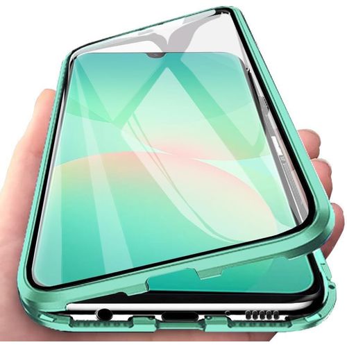 Coque Samsung Galaxy A26 5g - Cadre Métal Aimanté, Verre Trempé Avant & Arrière 9h Anti-Rayures, Ultra Fine, Protection 360°, Compatible Charge Sans Fil - Vert