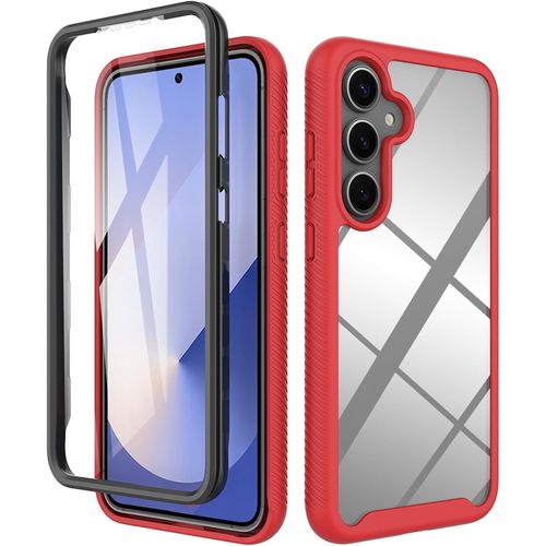 Coque Samsung Galaxy S25 Plus (S25+) - Protection 360° Anti-Chute Grade Militaire, Bumper Tpu+Dos Pc Transparent Anti-Jaunissement Avec Protection D¿Écran Intégrée, Rouge