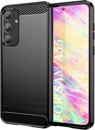 SJZG-Coque Pour Samsung A55 5G Coque Pour Samsung Galaxy A55 5G, [Noir] Étui De Protection Pour Téléphone Portable Série Exquise, Design En Carbone, Avec Technologie Anti-Rayures Et D'Absorption Des