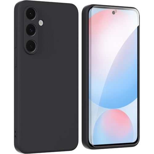 Coque Pour Samsung Galaxy S24 Fe 5g (6.7"") + Film Protection Écran En Verre Trempé,Housse Ultra Premium Tpu Silicone Liquide Flexible Pour Samsung Galaxy S24 Fe 5g-Noir