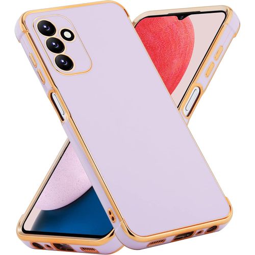 Coque Samsung Galaxy A13 5g / A04s - Bumper Tpu Souple Anti-Choc, Finition Galvanisée Pailletée Violette, Protection Caméra Et Bords Surélevés, Compatible Charge Sans Fil