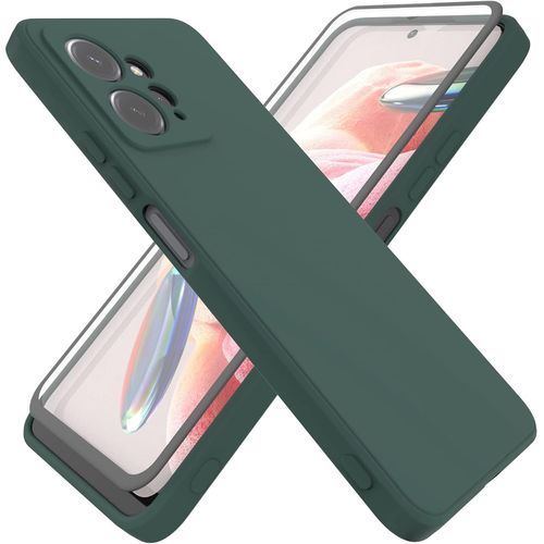 Coque Silicone Tpu Antichoc + Verre Trempé Pour Xiaomi Redmi Note 12 4g (6,67"") ¿ Protection Anti-Rayures, Bords Relevés, Intérieur Flanelle ¿ Vert