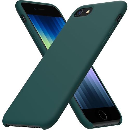 Coque Silicone Liquide Souple 2 Couches Pour Iphone Se (2022)/Se (2020)/Iphone 7/8 4,7'' ¿ Antichoc, Intérieur Microfibre, Boutons Tactiles ¿ Vert Olive