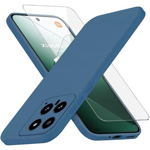 Pour Coque Xiaomi 14 & Verre Trempé Protection Écran, Mince Souple Silicone Coque Étui Housse Case Pour Xiaomi 14 - Bleu Rg82642
