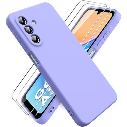 Coque Silicone Souple Anti-Choc Et Anti-Rayures Pour Samsung Galaxy A26 5g Avec 2 Films De Protection En Verre Trempé - Violet