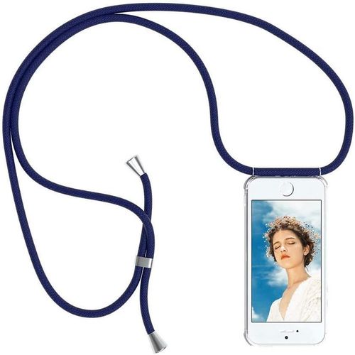 Coque Silicone Transparente Antichoc Pour Iphone 7 / 8 / Se 2020 Avec Cordon Tour De Cou Réglable 1,5 M, Embouts Laiton, Fine Et Légère