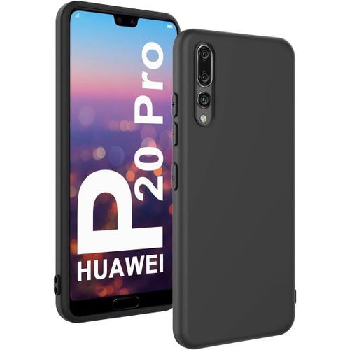 Coque Silicone Souple Pour Huawei P20 Pro ¿ Tpu Ultra-Fine Et Résistante, Anti-Chocs Et Anti-Rayures, Bords Surélevés Pour Protection Caméra, Finition Mate Antidérapante ¿ Noir