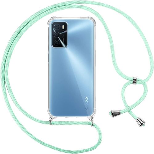 Coque Silicone Transparente Avec Cordon Tour De Cou Compatible Oppo A16/A16s/A54s 6,52"" - Vert