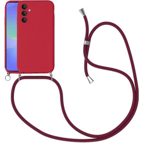 Coque Silicone Rouge Samsung Galaxy A36 5g Avec Cordon Collier Réglable ¿ Étui Protection Renforcée Antichoc, Housse Pratique Et Stylée
