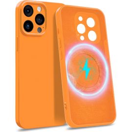 Sjzg-Coque Pour Iphone 14 Pro Max [ Compatible Avec Magsafe - Quadruple Protection ] - Case Rigide Avec Doublure Microfibre & Protection Caméra - Cover Orange