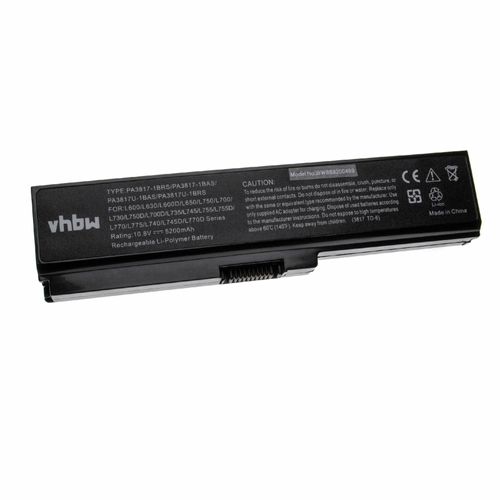 vhbw batterie compatible avec Toshiba Satellite L730-ST5N01, L730/06C, L735, L735-10R, L735-11W, L735-11X laptop (5200mAh, 10.8V, Li-Polymère, noir)