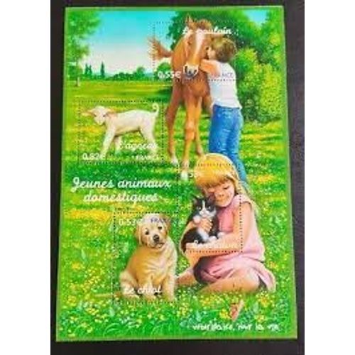 Série Nature (21) : Faune : Les Jeunes Animaux Domestiques Bloc Feuillet 96 Année 2006 N° 3897 3898 3899 3900 Yvert Et Tellier Luxe