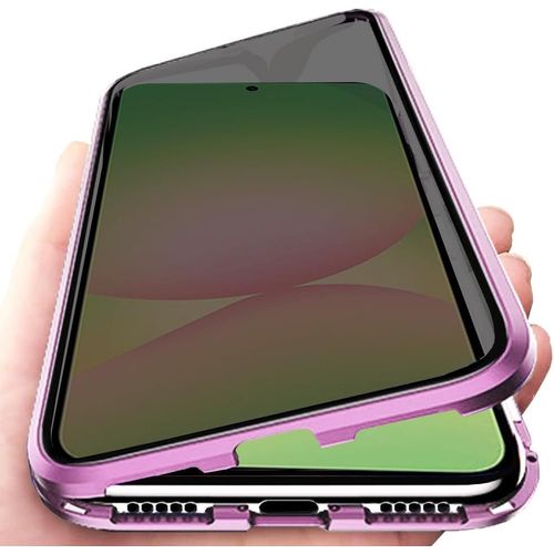Coque Magnétique Pour Samsung Galaxy A56 5g ¿ Verre Trempé Double Face Anti-Espion, Cadre Métal Aluminium, Protection 360° Rose