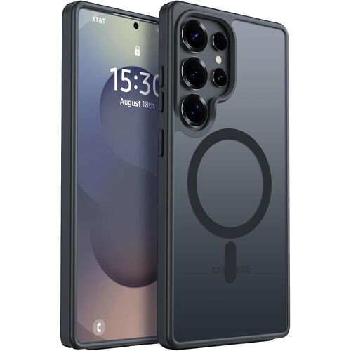 SJZG-Magnétique Coque Pour Samsung Galaxy S25 Ultra 6.8 Pouces Compatible Avec Magsafe, Étui Translucide Mat Housse Fine Bumper Antichoc Anti Rayure Case Samsung Galaxy S25 Ultra, Noir