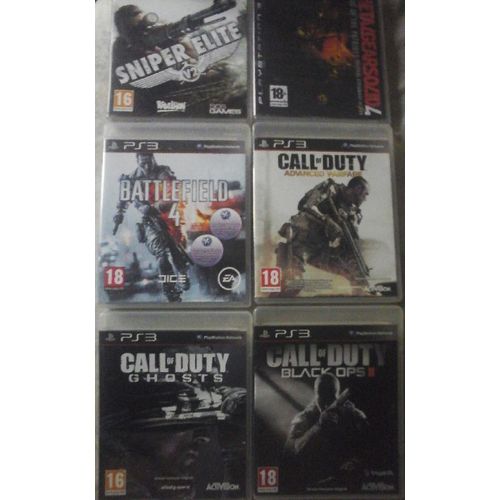 Lot Bradé Des 6 Jeux Ps3 Les Mieux Notés De Guerre : Sniper V2, Metal Gear Solid, Battlefield 4, Call Of Duty Advanced War, Ghosts Et Black Ops 2. Achat A L'Unité Ok