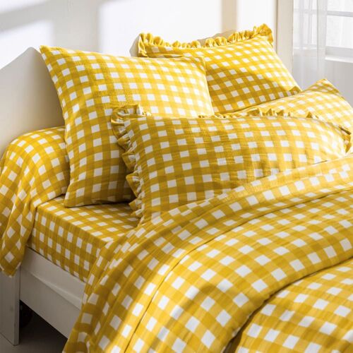 Housse De Couette En Coton Jaune Maïs 200x200cm