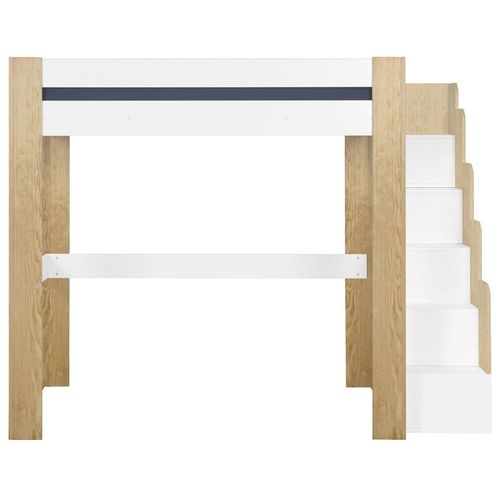 Pack lit mezzanine et matelas blanc et bois 90x190 cm
