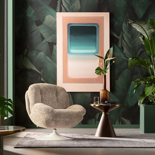 Fauteuil Pivotant En Polyester Et Acier Beige