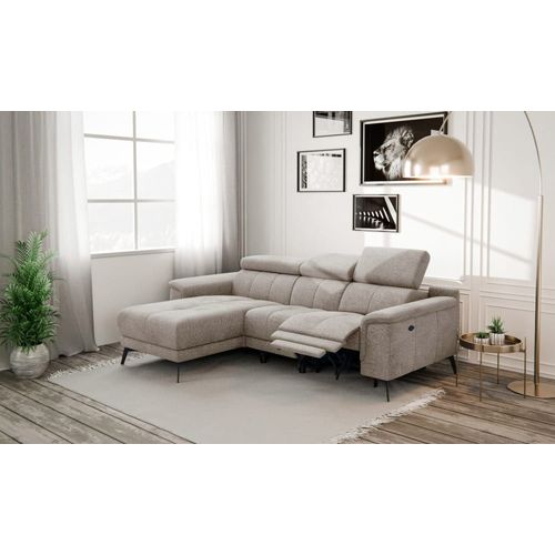 Canapé D’Angle 3 Places Avec 1 Relax Et Appuie-Tête Réglables, Beige