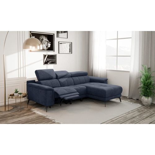 Canapé D’Angle 3 Places Avec 1 Fonction Relax, Bleu