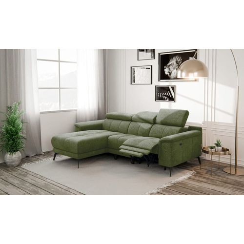 Canapé D’Angle 3 Places Avec 1 Relax Et Appuie-Tête Réglables, Vert